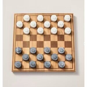 Wood & Marble Checkers Board Game Hearth & Hand with Magnolia Marble Pieces